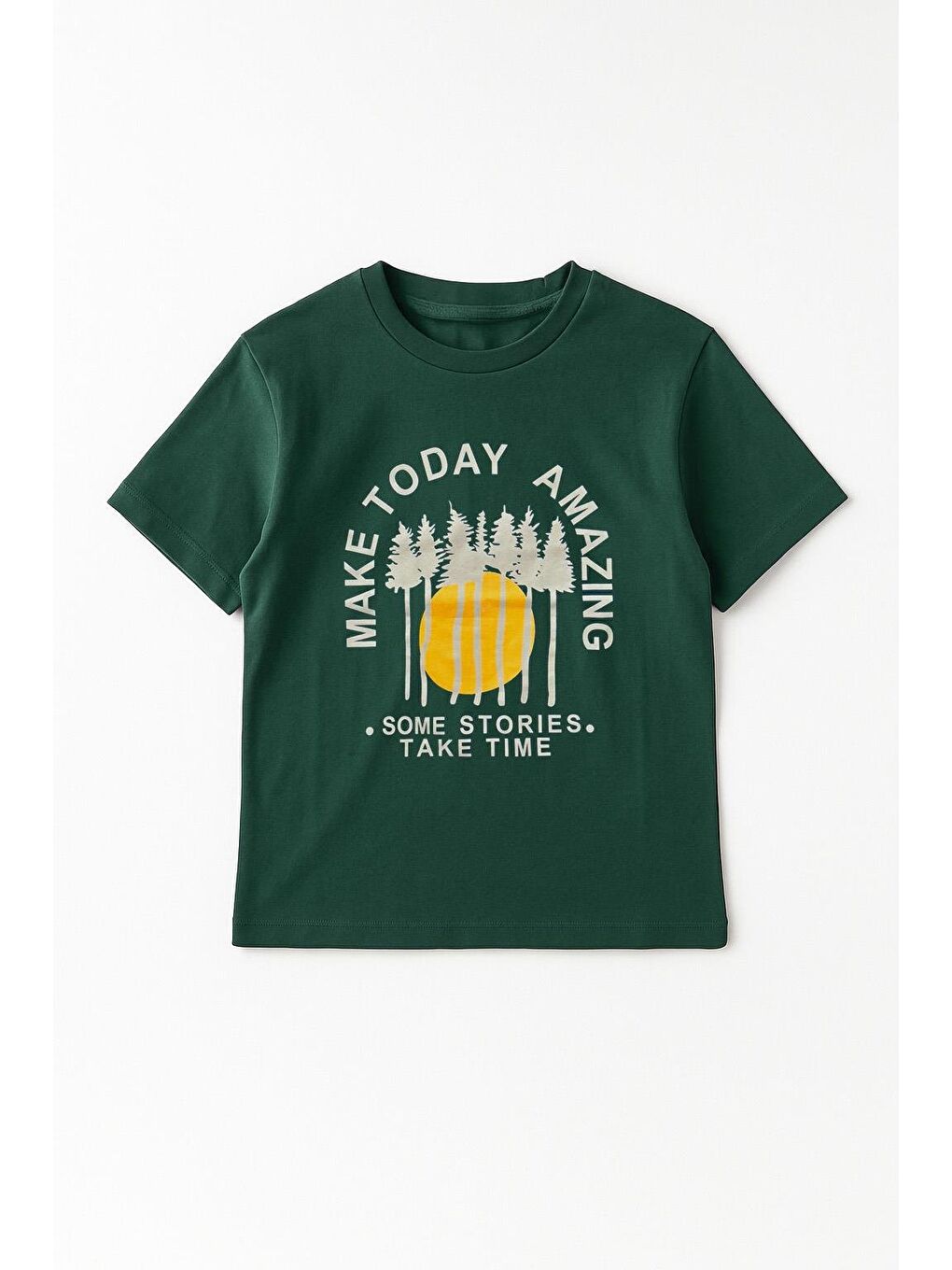 Erkek Çocuk %100 Pamuklu Baskılı Kısa Kollu Tişört - Yeşil (3-4 Yaş 8-9 Yaş)-2