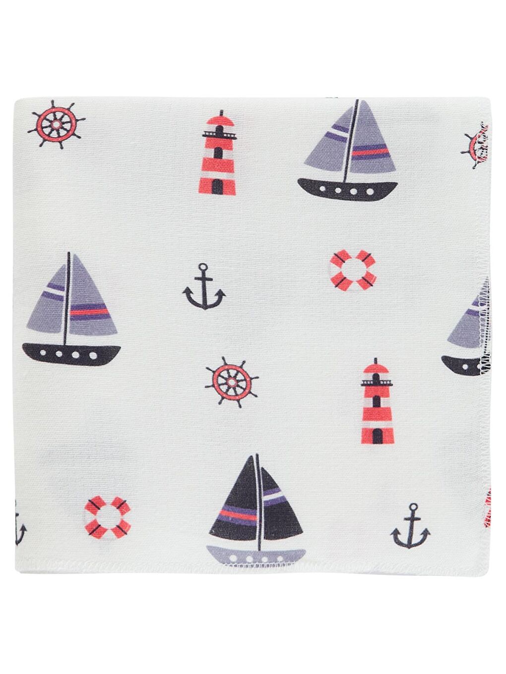 Baby Yelken Baskılı Müslin 75*75 Battaniye - Beyaz Standart-2