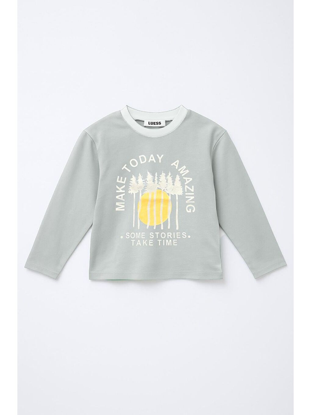 Erkek Çocuk %100 Pamuk Baskılı Uzun Kollu Tişört - Gri (3-4 Yaş 8-9 Yaş)-1