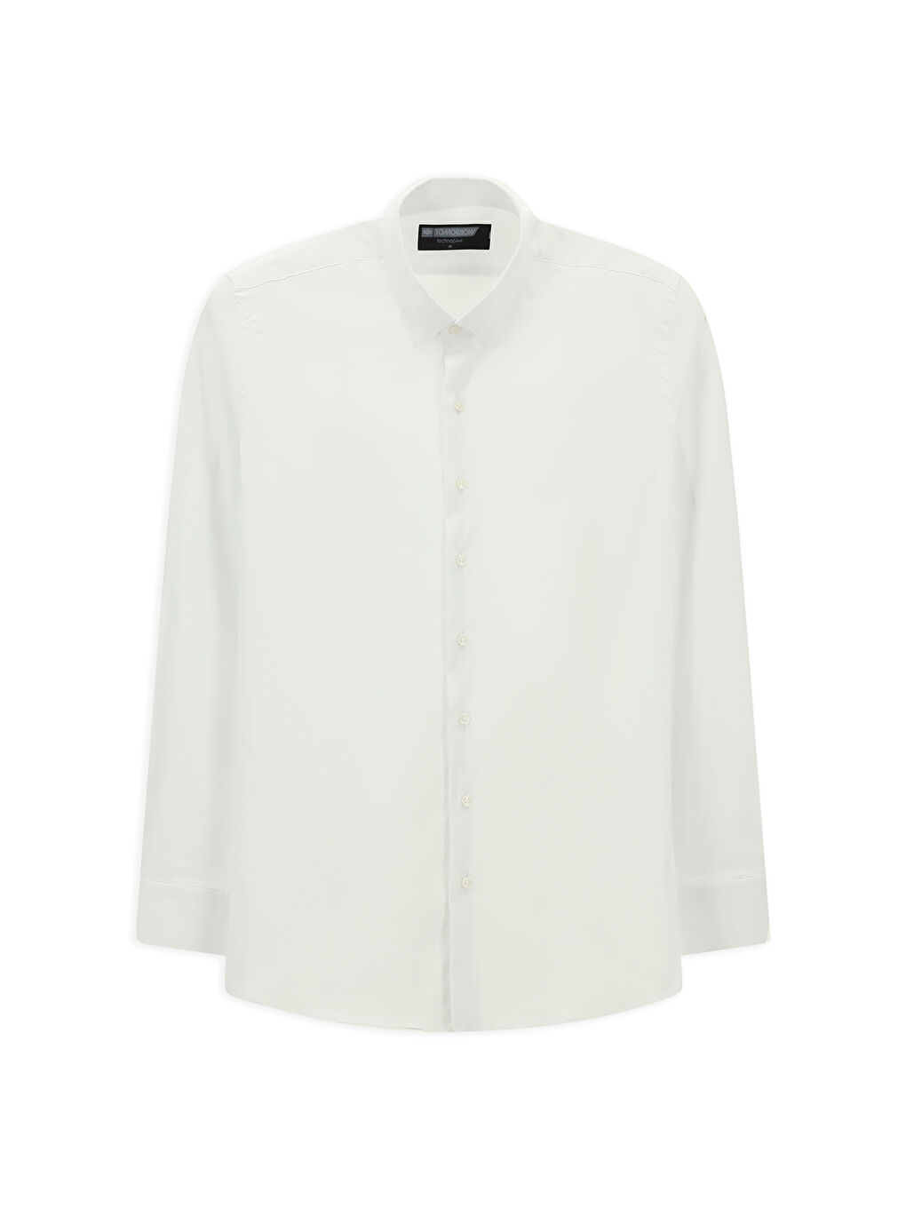 Beyaz Techno-Line Uzun Kol Slim Fit Dar Kesim Pamuklu Desenli Gömlek