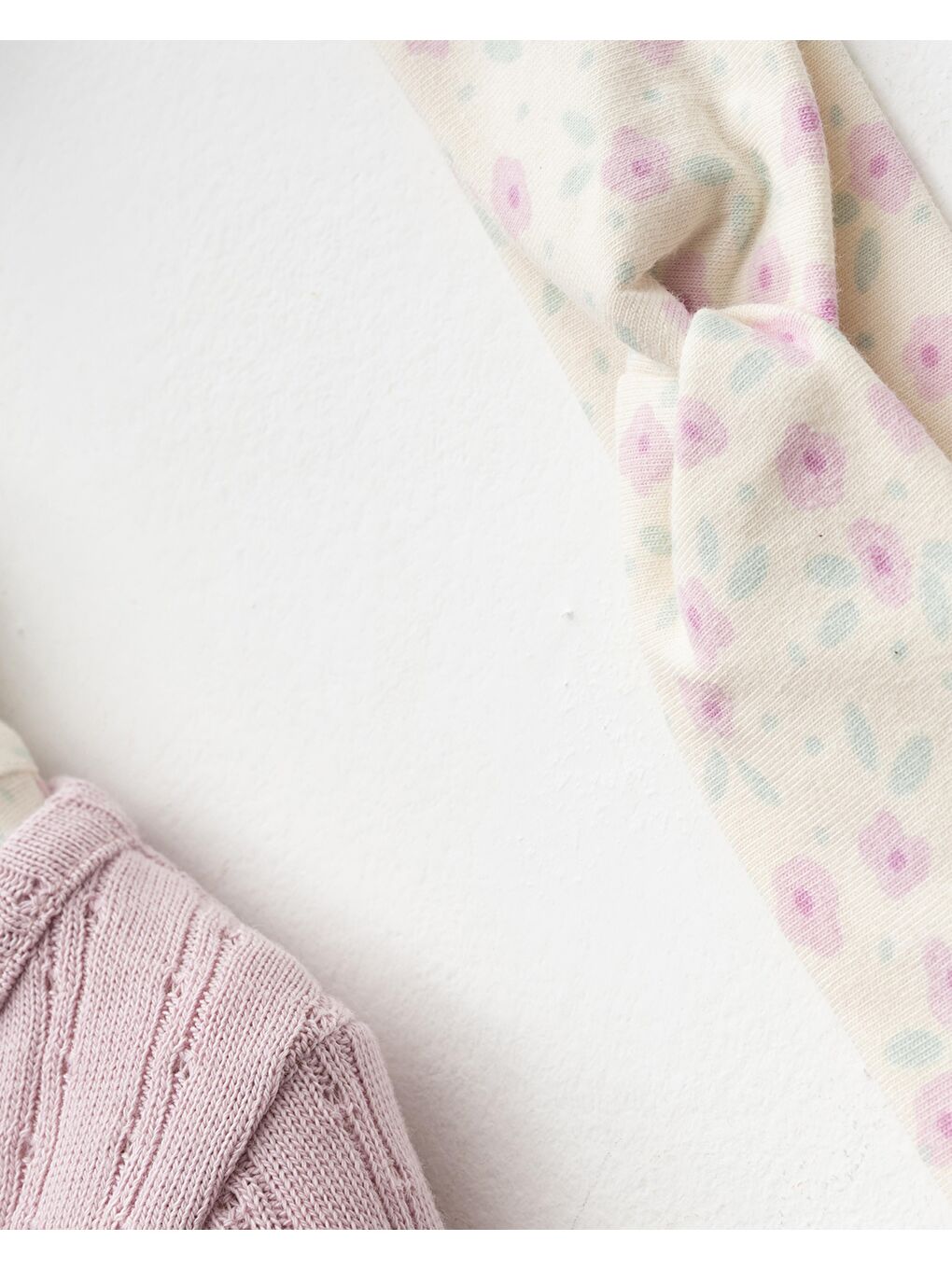 Pembe Kız Bebek Pamuklu Pudra Hırkalı Çiçek Desenli 3'Lü Elbise- Body Elbise Ve Saç Bandı-3