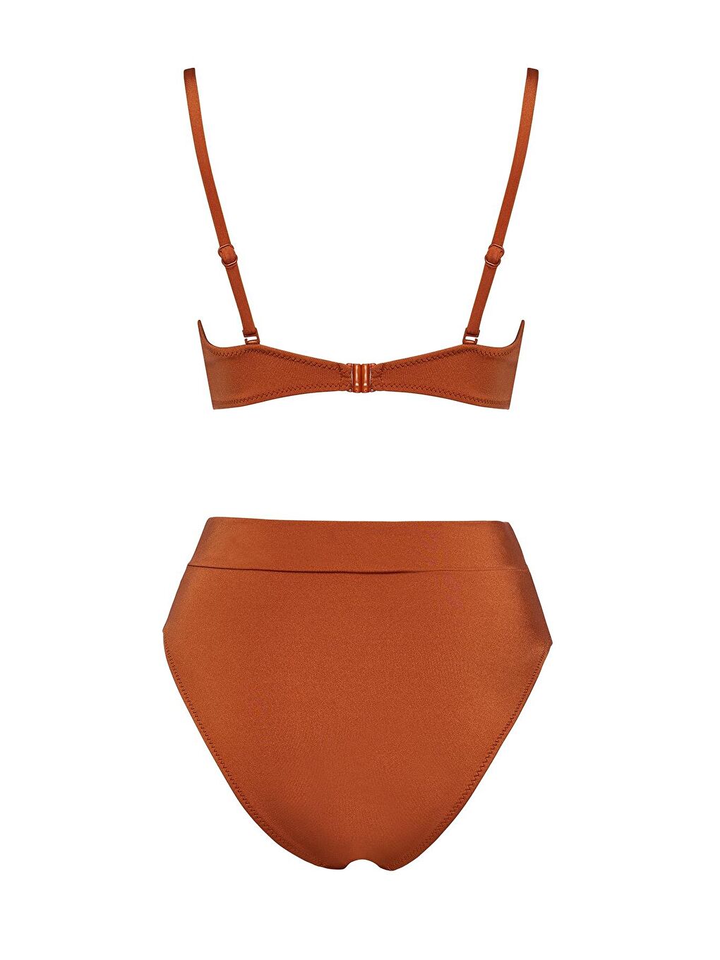 Kahverengi Dönmeli Yüksek Bel Bikini Takım-1