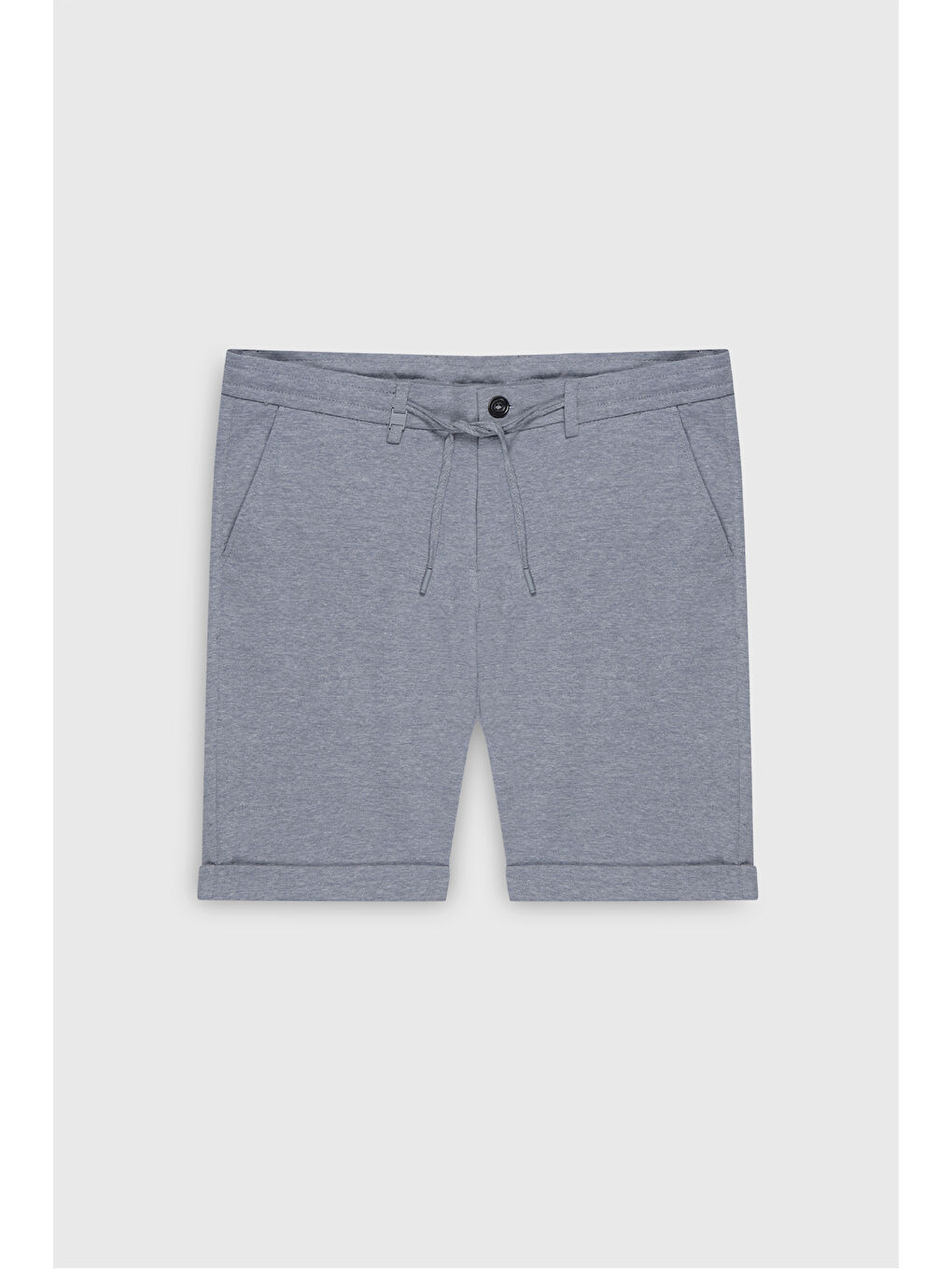 Erkek Gri Slim Fit Dar Kesim Yan Cepli Gofre Desenli Şort