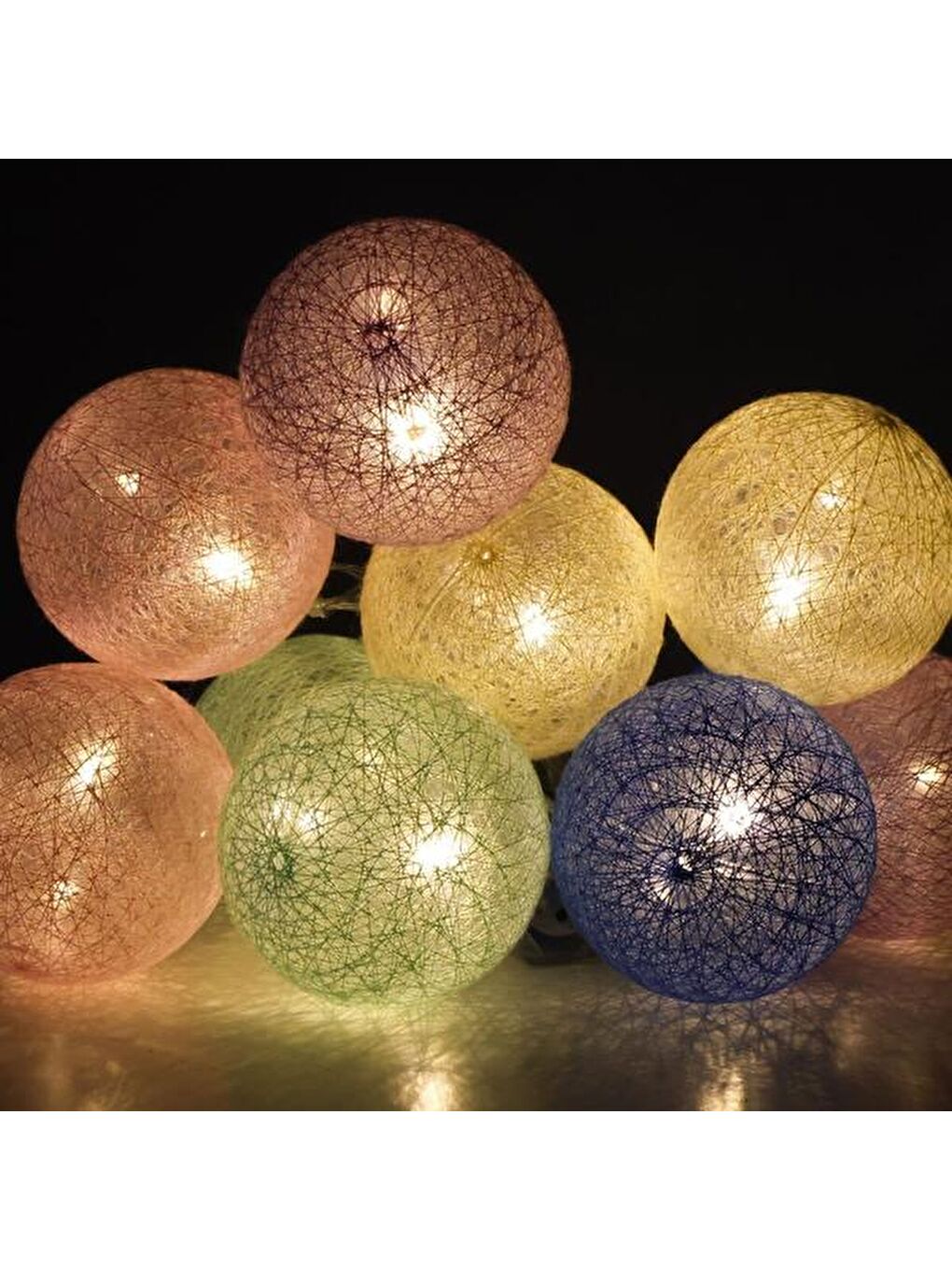 Karışık Pamuk Led Işık Zinciri - Renkli - 1,55 m-2