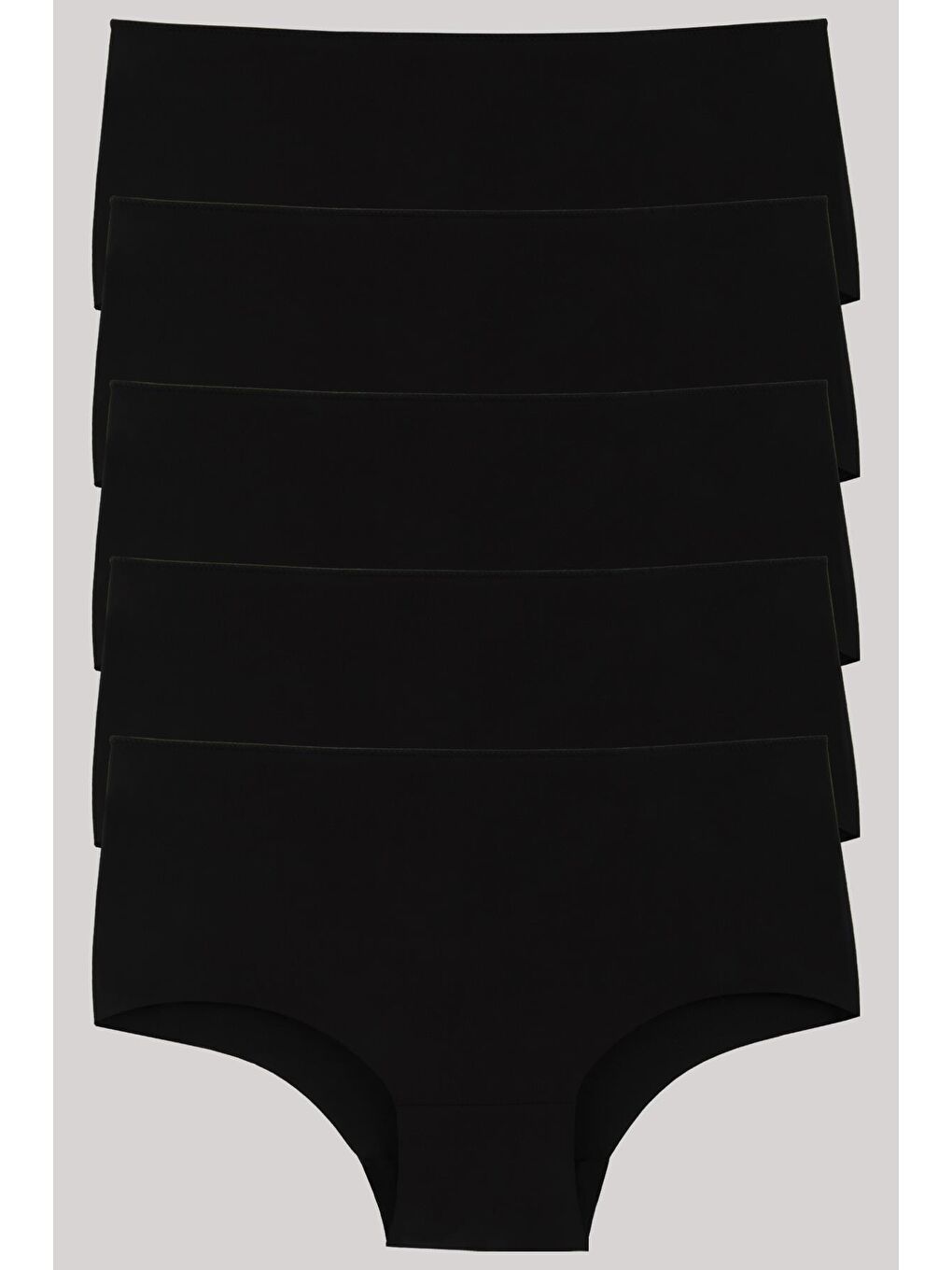 Siyah Kadın Külot Yüksek Bel Lazer Kesim Esnek Iz Yapmayan Büyük Beden 5'li Paket-1