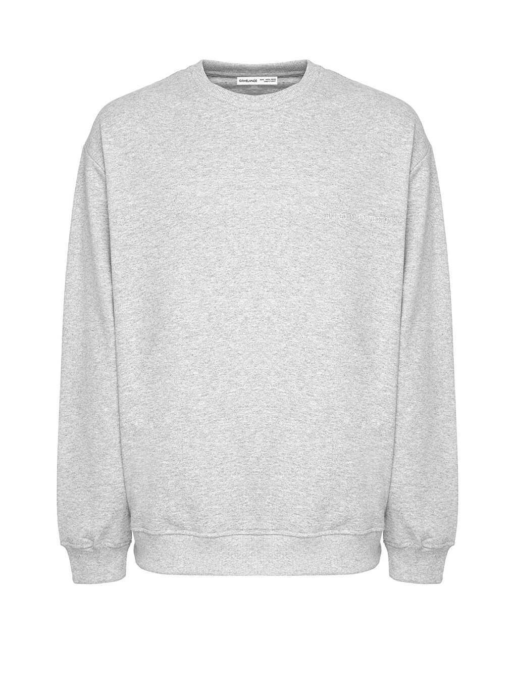 Raırok Erkek İçi Polarlı Comfort Bej Oversize Nakışlı Gri Melanj Sweatshirt-3