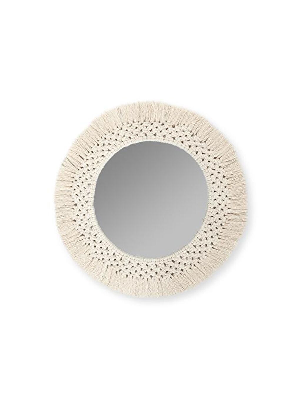 Ekru Makrome Handmade Ayna