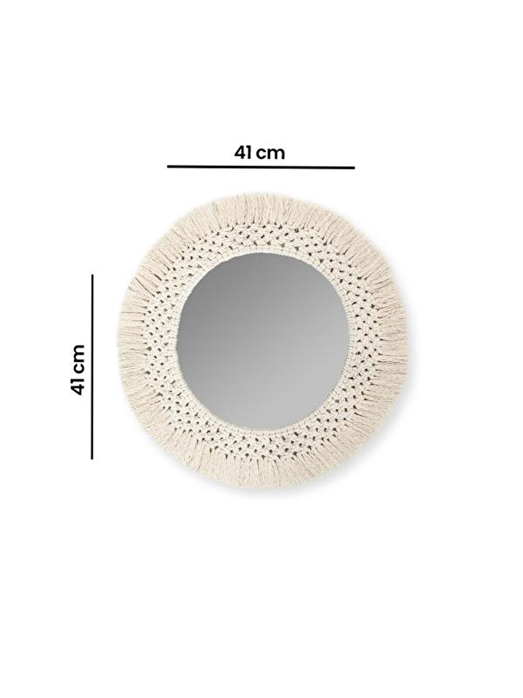 Ekru Makrome Handmade Ayna-3