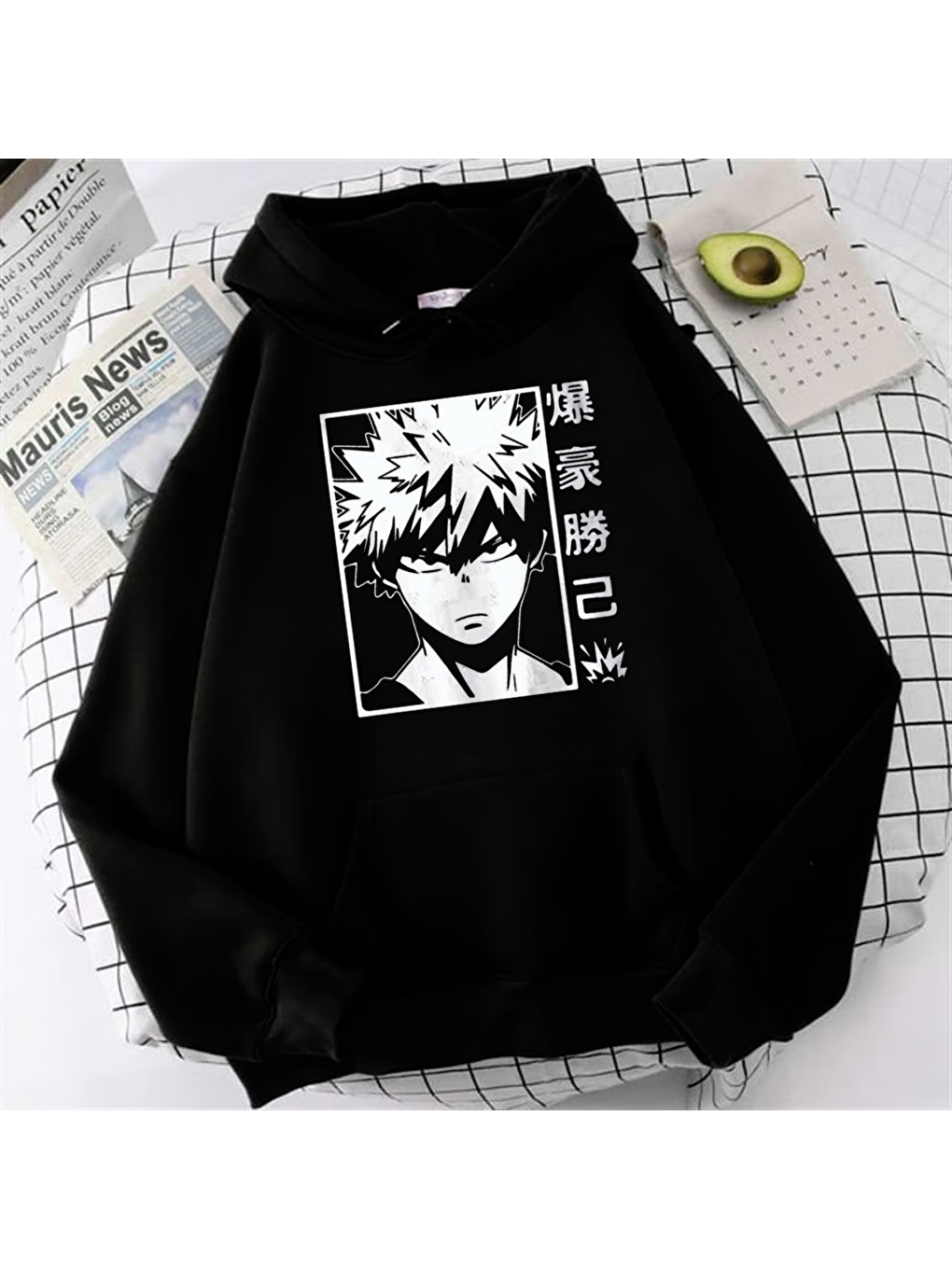 Touz Moda Siyah Anime My Hero Academia Katsuki Bakugo Oversize Hoodie - 1