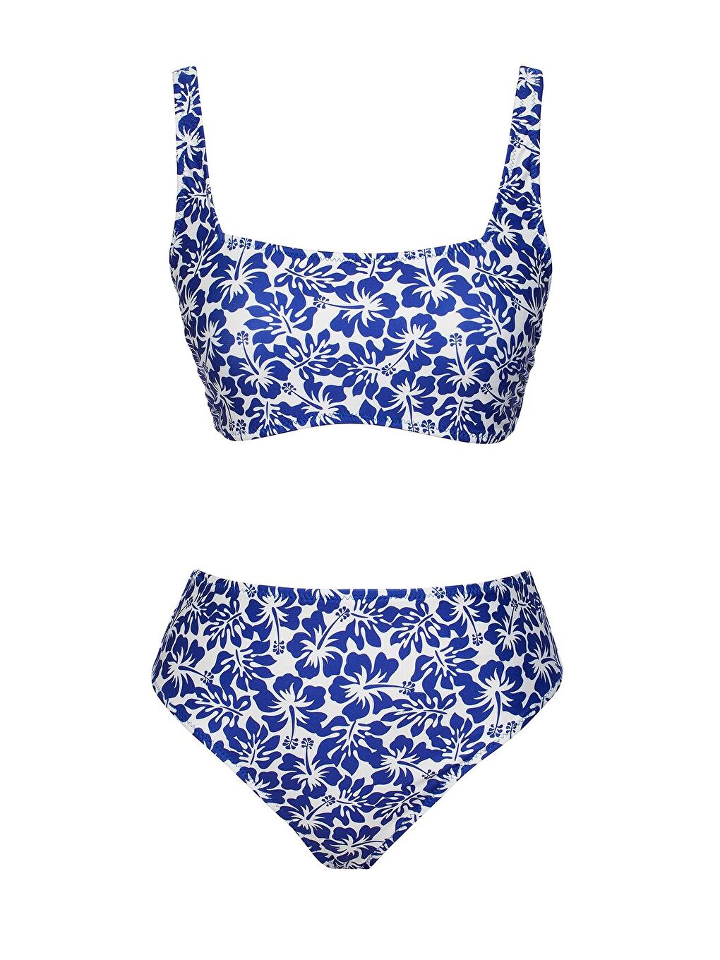 Mavi Pareolu Straplez Askılı Bikini Takım-1