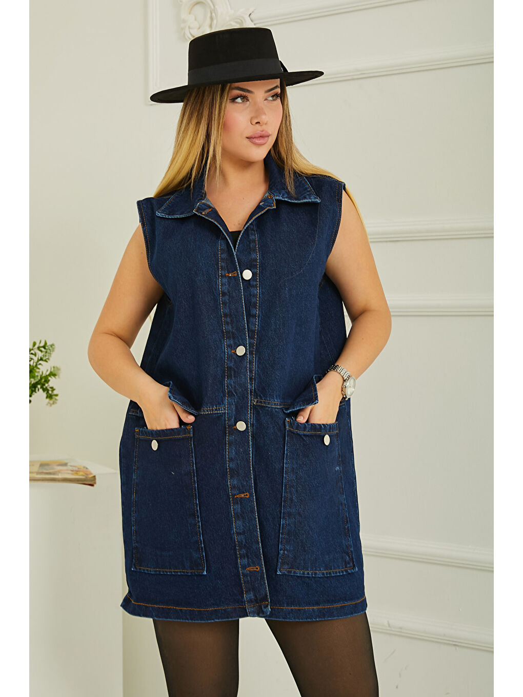 Mavi Cepli Jean Yelek Jean Rengi   26607-3