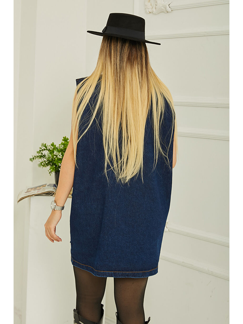 Mavi Cepli Jean Yelek Jean Rengi   26607-5