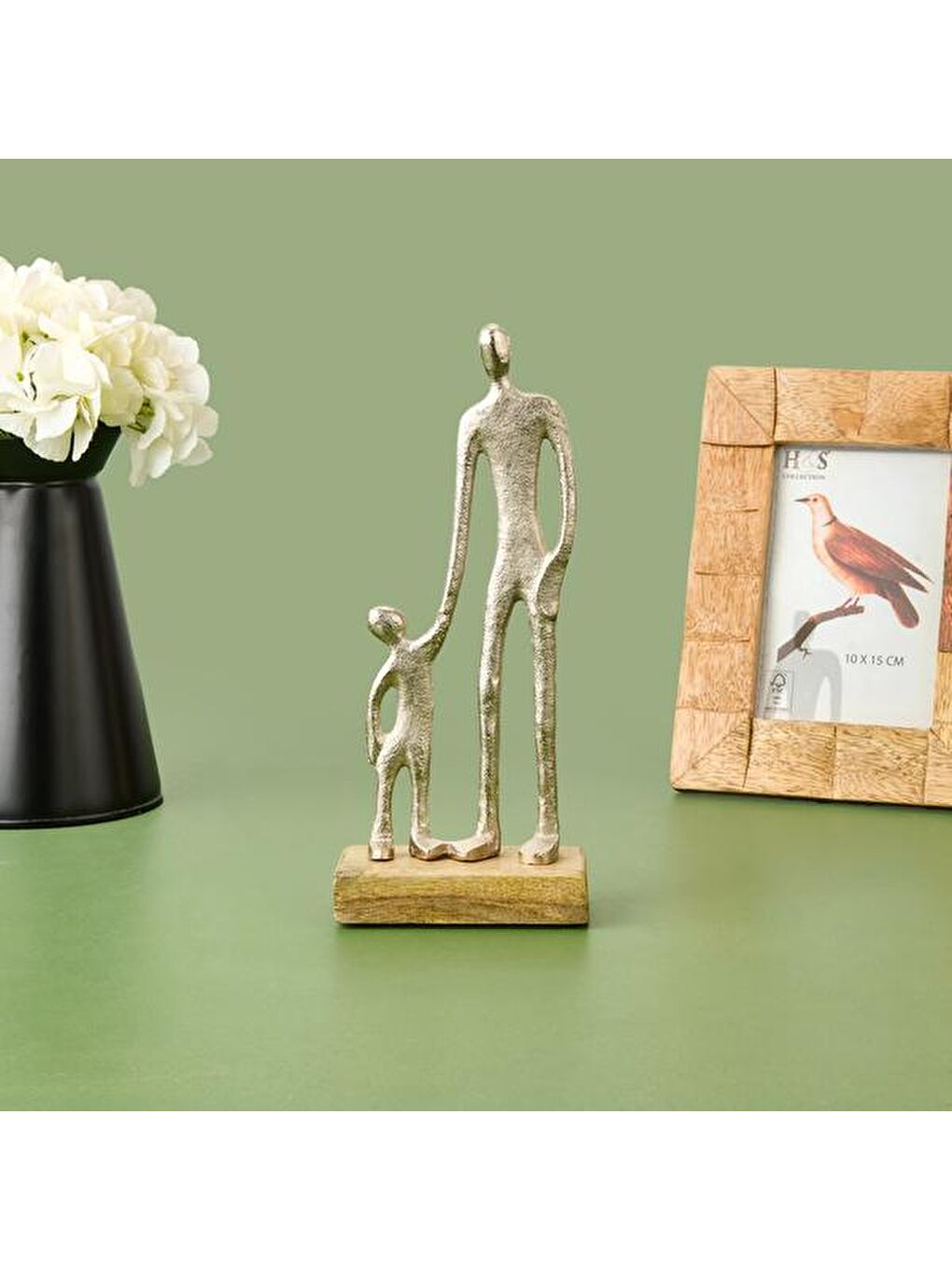 Gri Soyut Aile Biblo - Gümüş - 24 cm