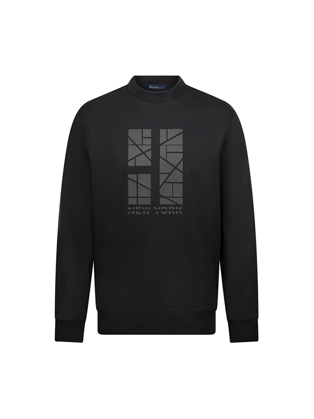 Siyah Regular Fit Baskılı Pamuklu Bisiklet Yaka Sweatshirt