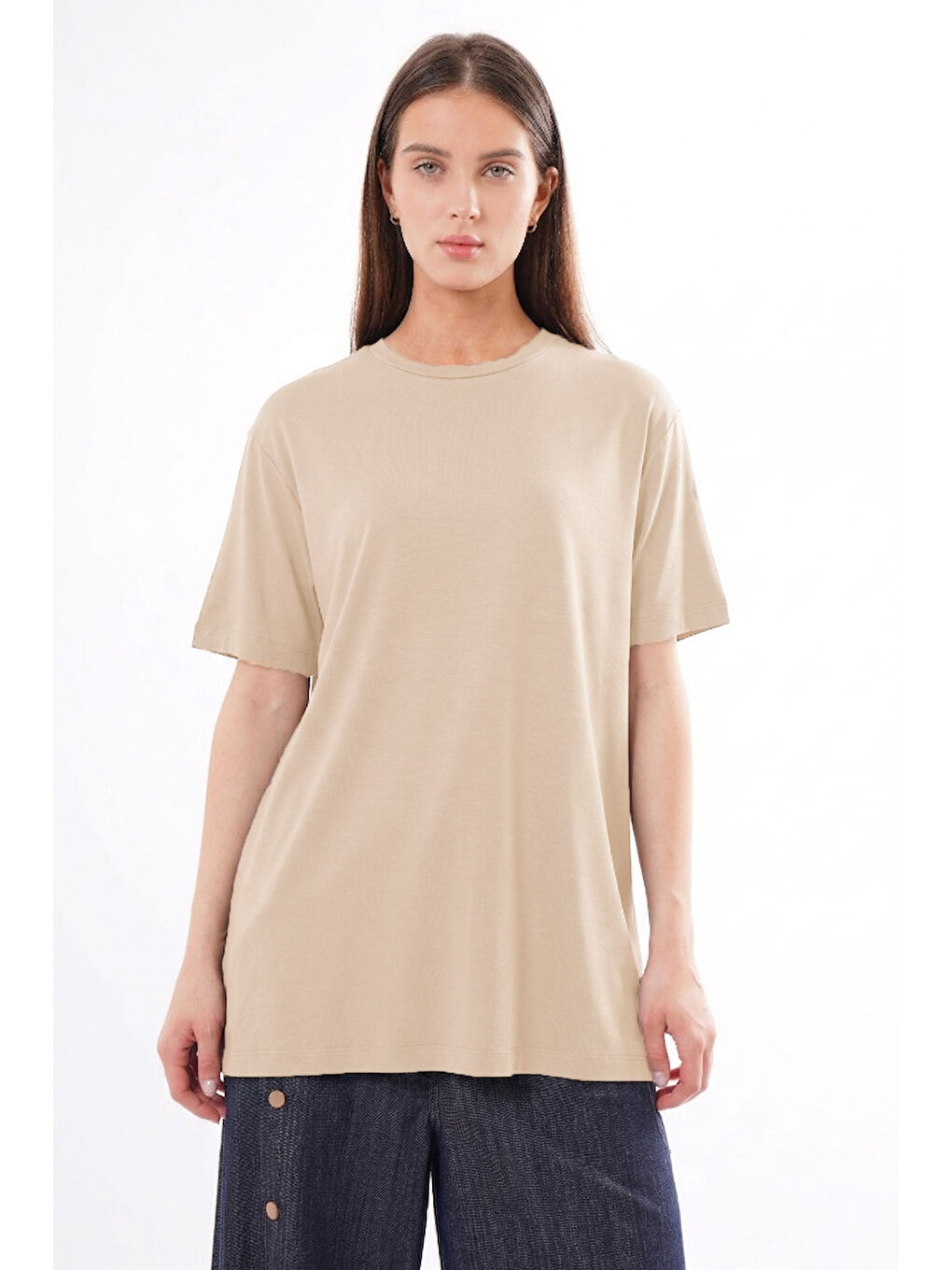 Bej Kısa Kollu Bambu Bluz 161 Vizon