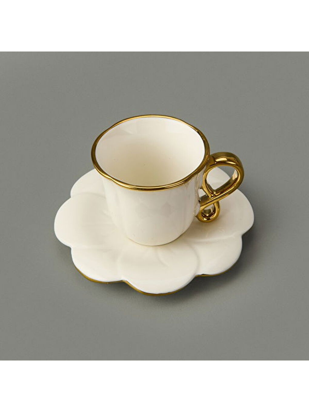 Jessica 6'lı Kahve Fincanı - Beyaz / Sarı-1