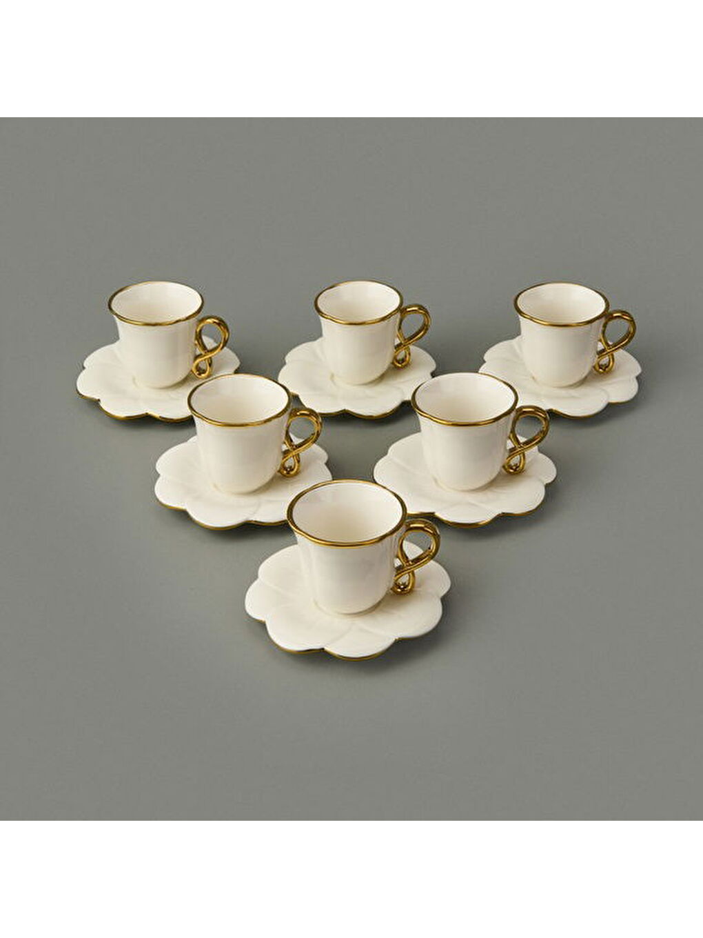 Jessica 6'lı Kahve Fincanı - Beyaz / Sarı-2