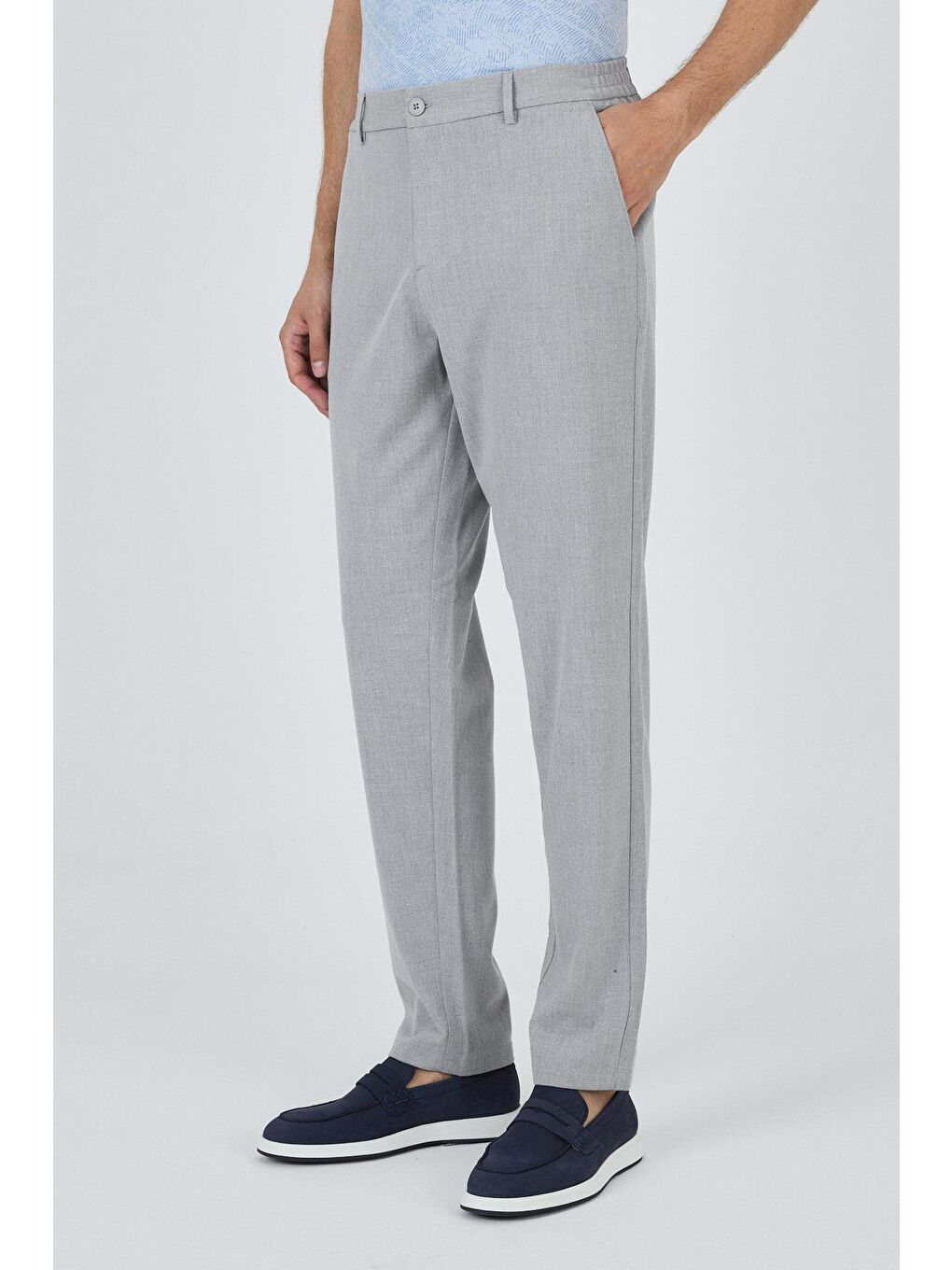 Gri Esnek Yandan Cepli Casual Standart Fit Pantolon 1003250119-2