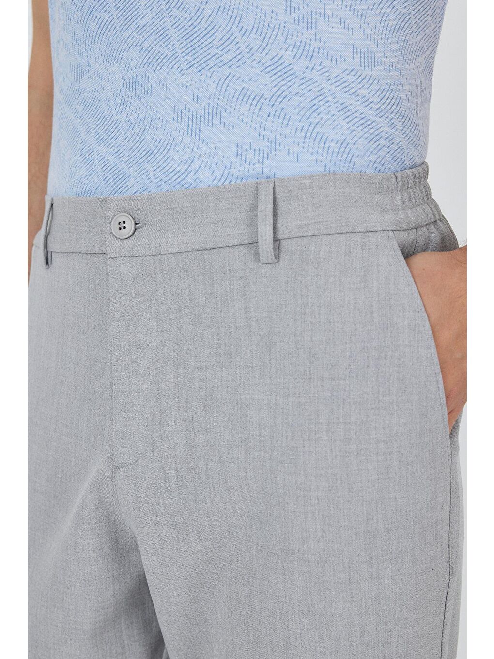 Gri Esnek Yandan Cepli Casual Standart Fit Pantolon 1003250119-3