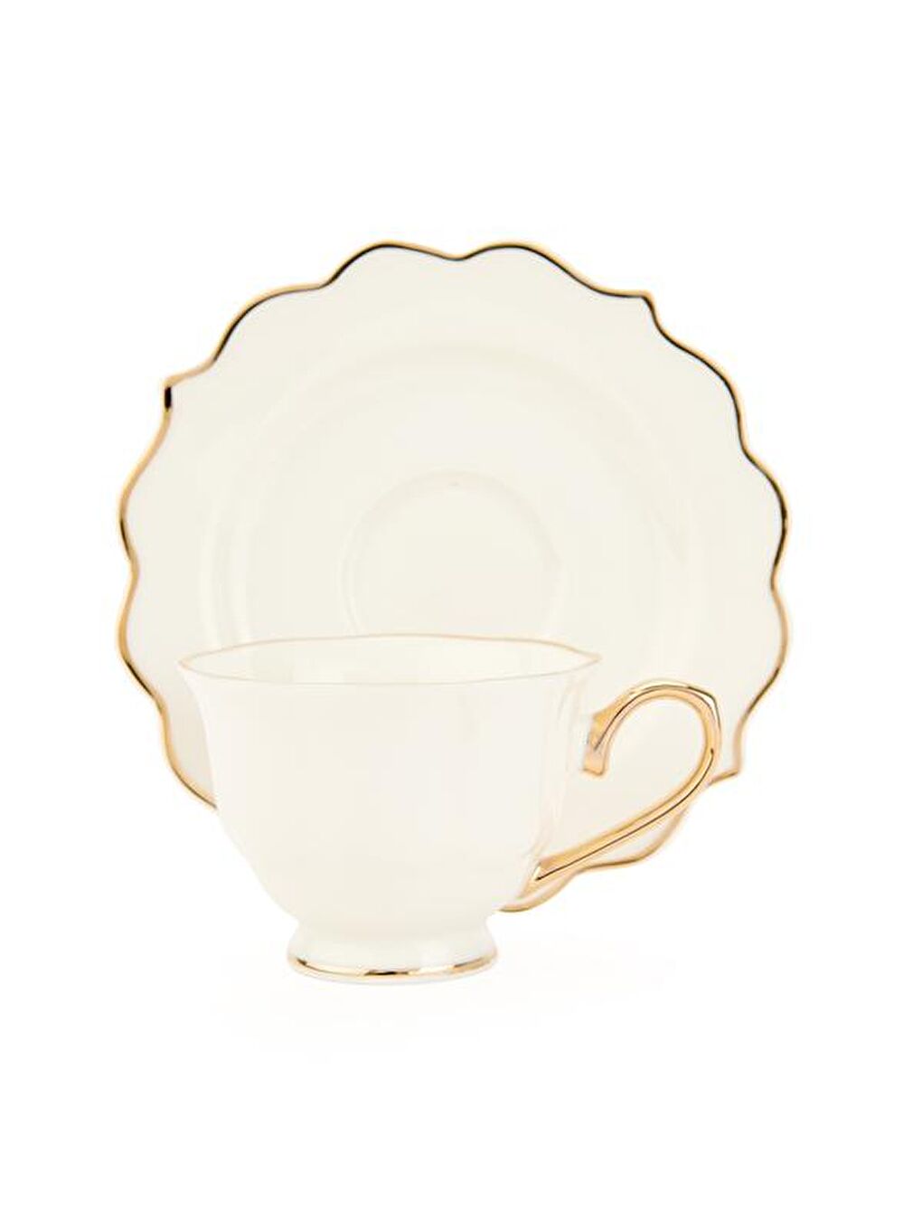 Valeria Porselen 6'lı Çizgili Kahve Fincanı - Beyaz - 90 ml-3