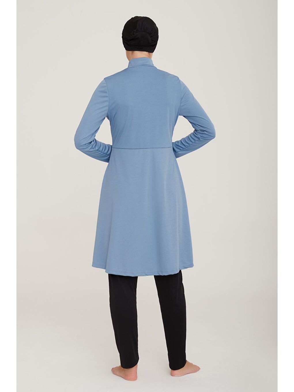 Likralı Tam Kapalı Tesettür Mayo Maysız Düz 9020 İndigo-3