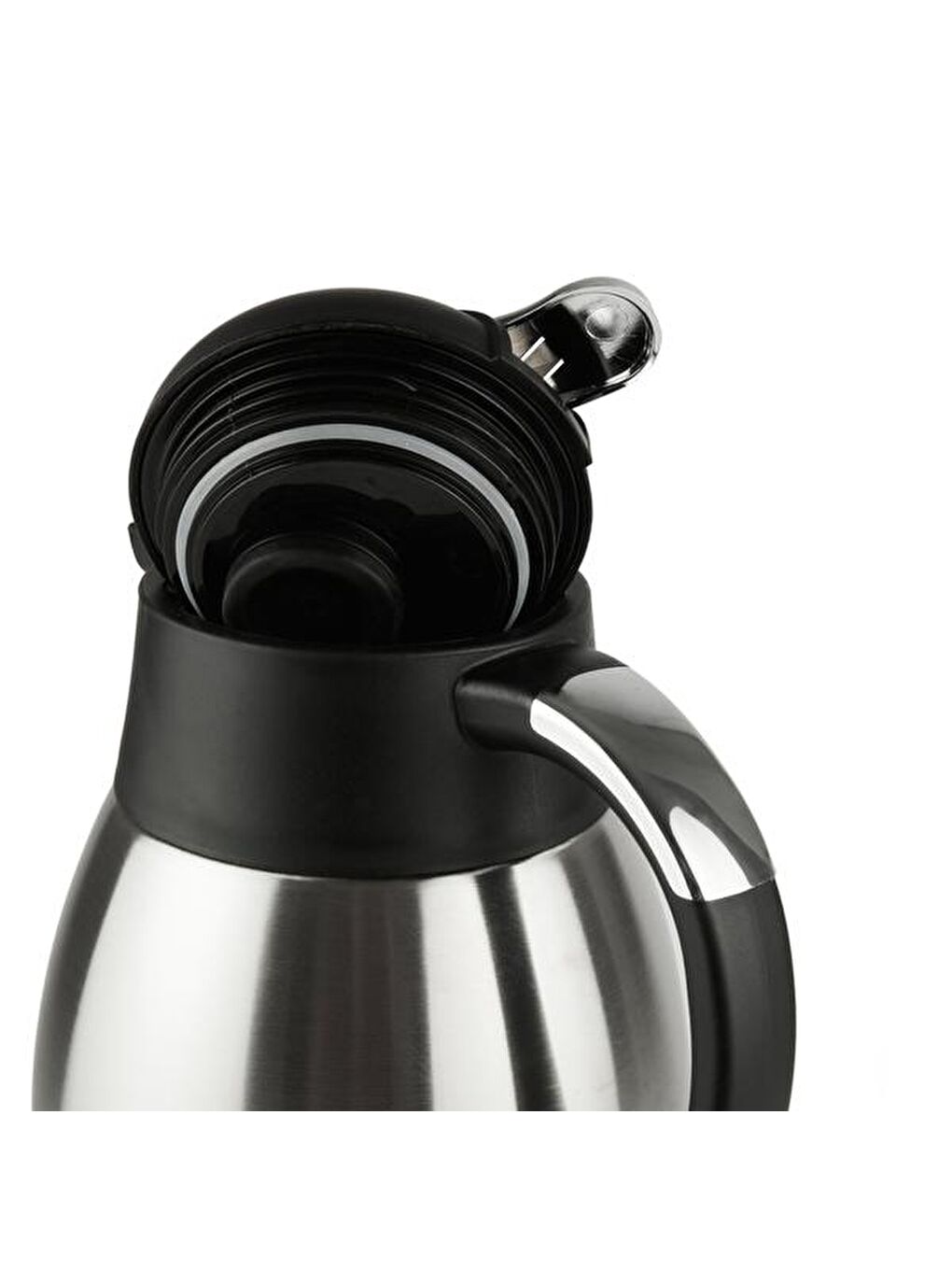 Gri Çelik Çay Termosu - Inox / Siyah - 2 lt-1