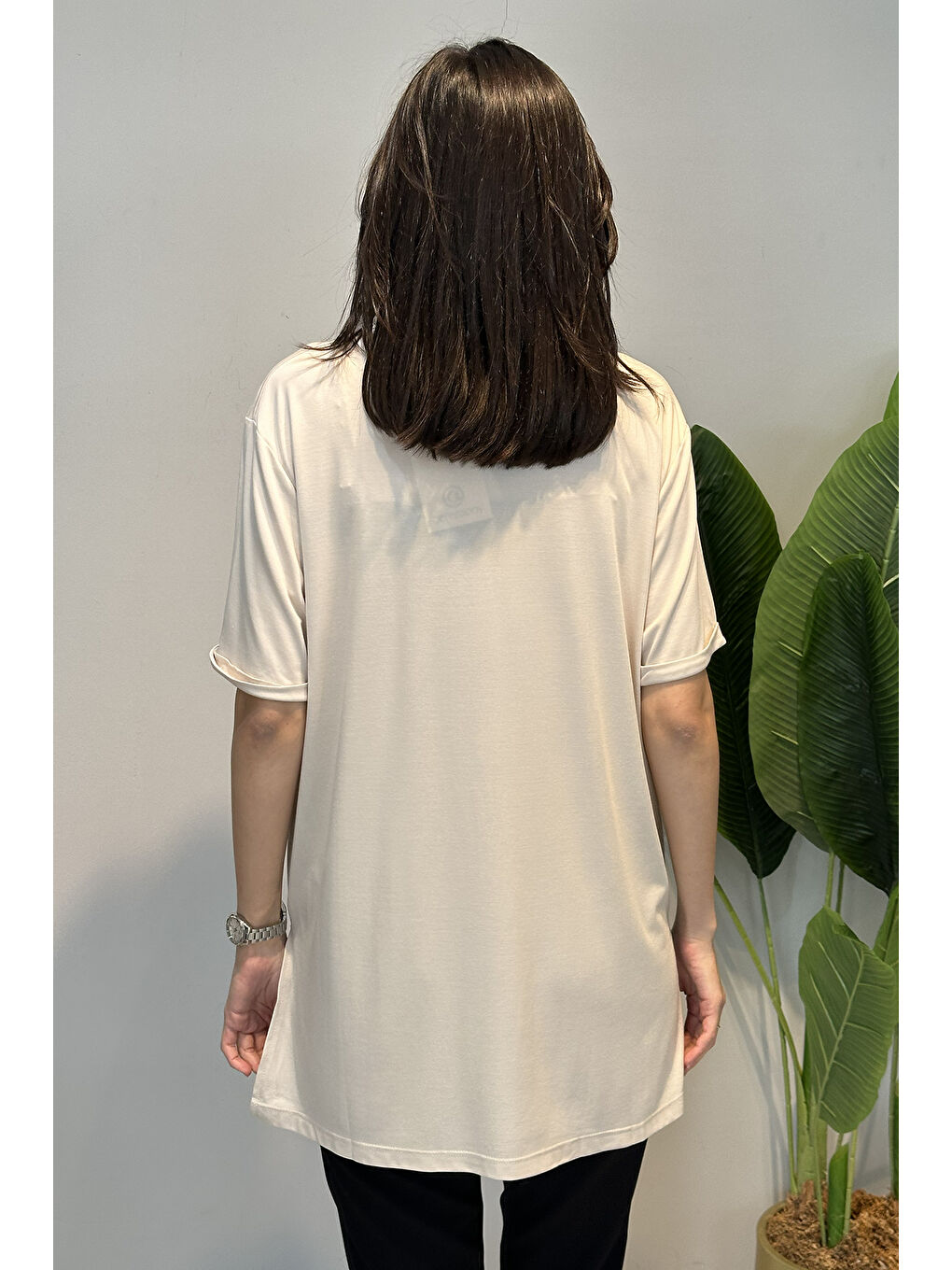 Bej Kısa Kollu Bambu Bluz 161 Vizon-3