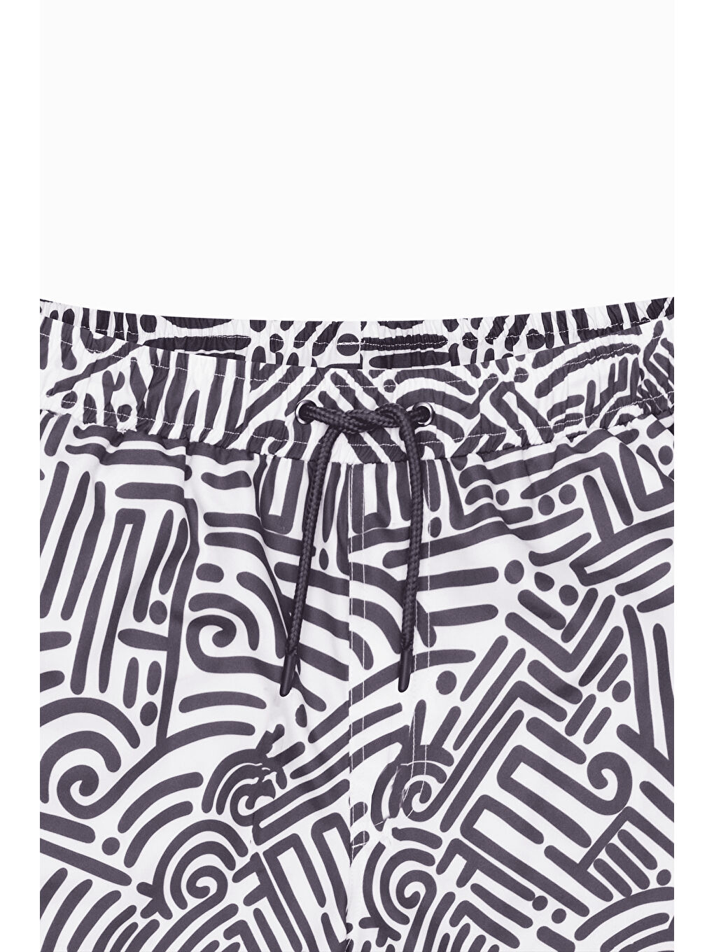 Erkek Beyaz-Siyah Standart Fit Normal Kesim Cepli Hızlı Kuruyan Desenli Mayo Deniz Şortu-7