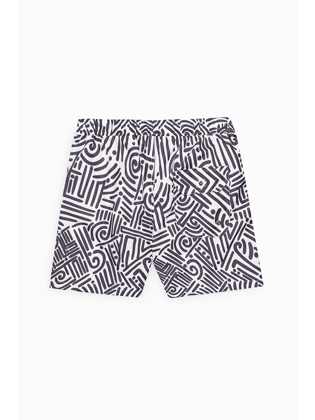 Erkek Beyaz-Siyah Standart Fit Normal Kesim Cepli Hızlı Kuruyan Desenli Mayo Deniz Şortu-9