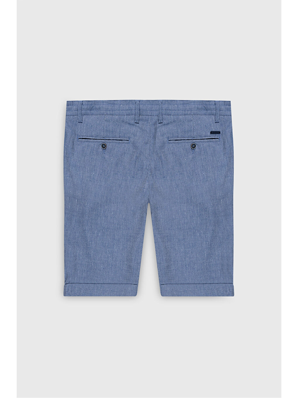 Erkek Lacivert Slim Fit Dar Kesim Yan Cepli Gofre Desenli Şort-3