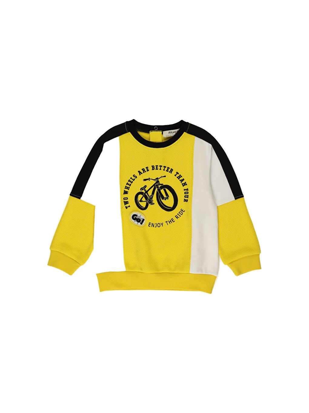 Sarı Erkek Çocuk Blok Parçalı Arma Detaylı Sweatshirt