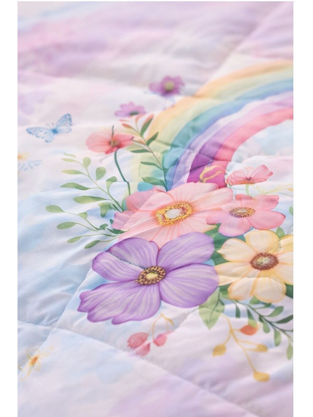 Pembe Pastel Renk Geçişli Çiçek Desenli Çocuk Uyku Seti-5