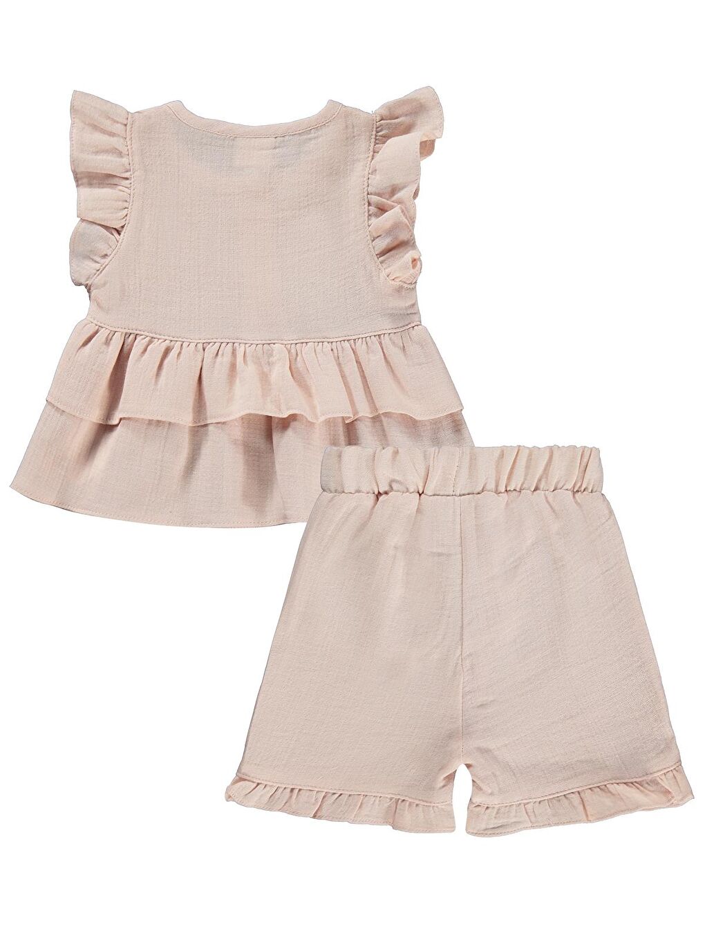 Pembe Baby Düğmeli Düz 6-18 Ay Takım - Pudra 18-24 Ay-2