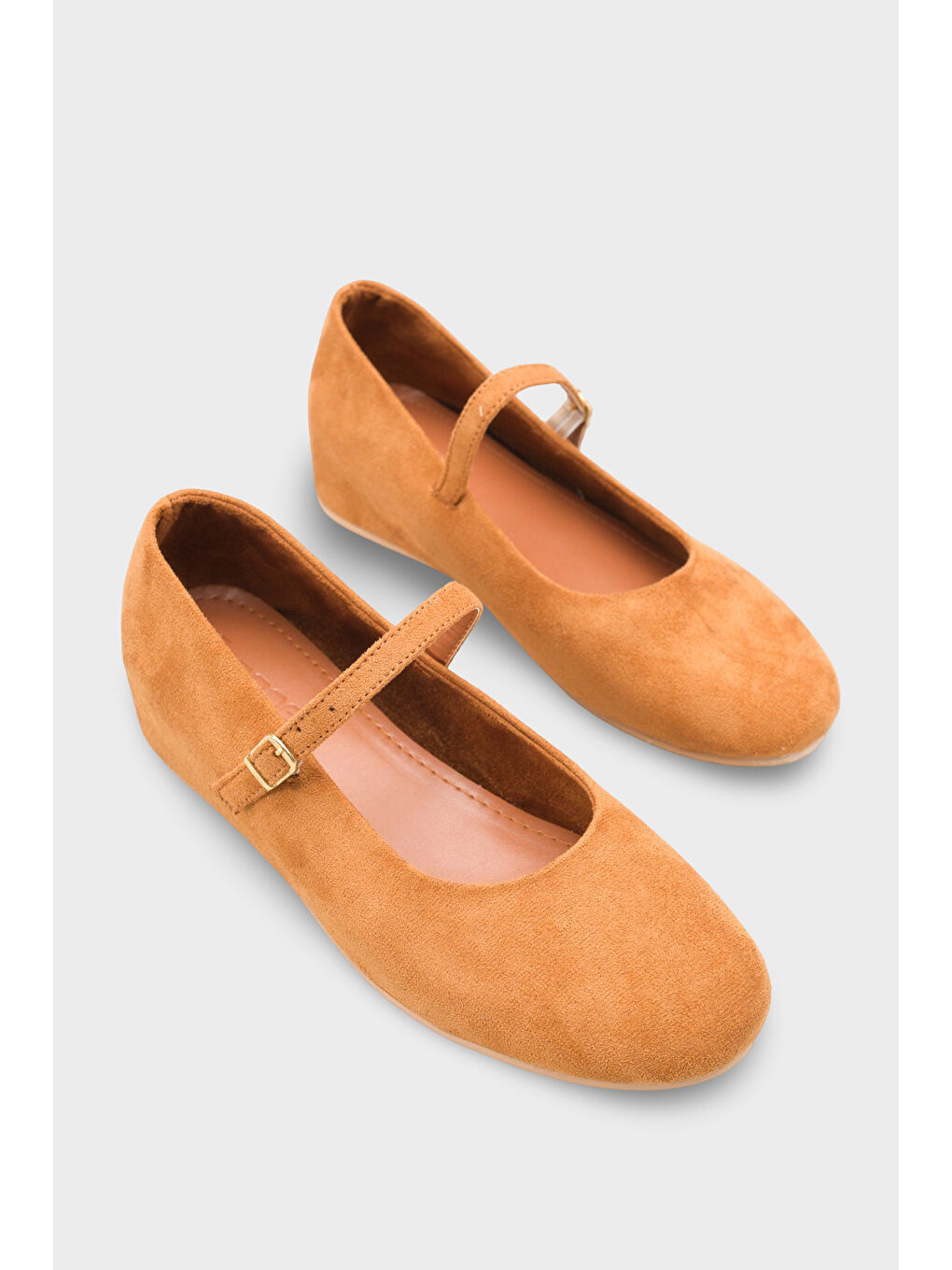 Kahverengi Joell Gizli Topuklu Feta Metal Tokalı Kadın Babet-1