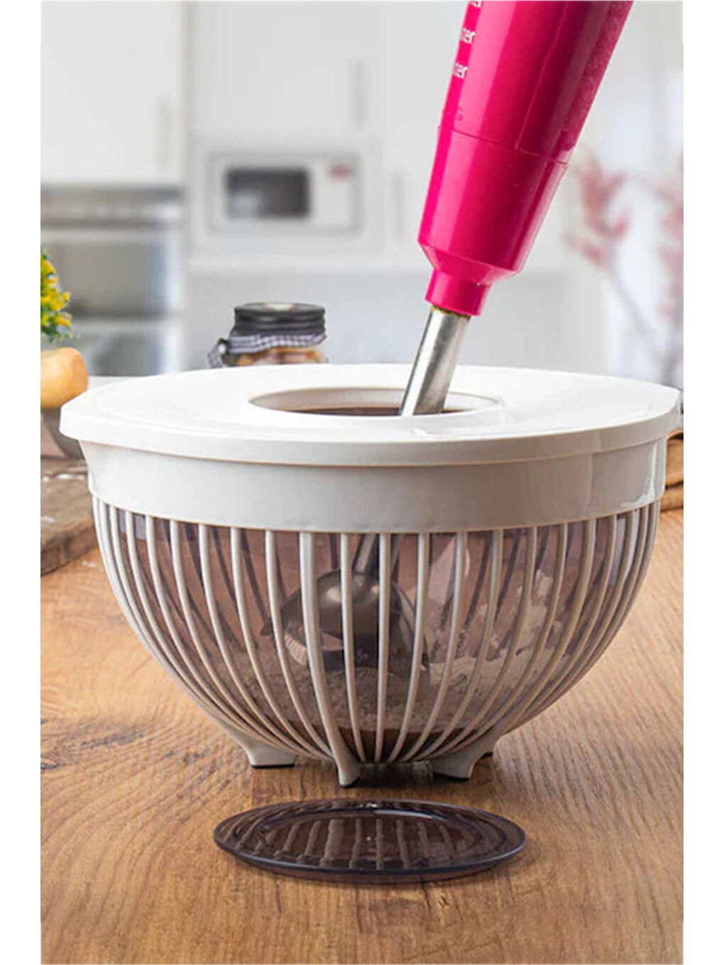 3132 Linea 2 li Çok Amaçlı Kapaklı Karıştırma Mikser Kabı Pirinç Süzgeci - Beyaz-2