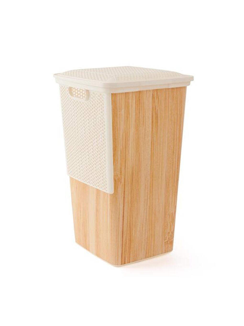 Ahşap Görünümlü Çamaşır Sepeti - Beyaz - 55 lt-3