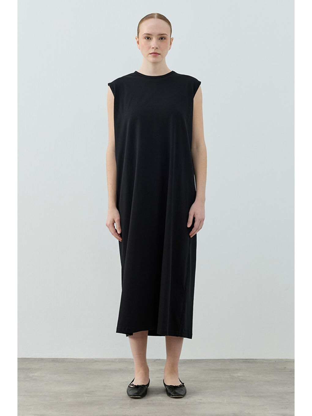 Sıfır Kol Pamuklu İç Elbise 1808 Siyah