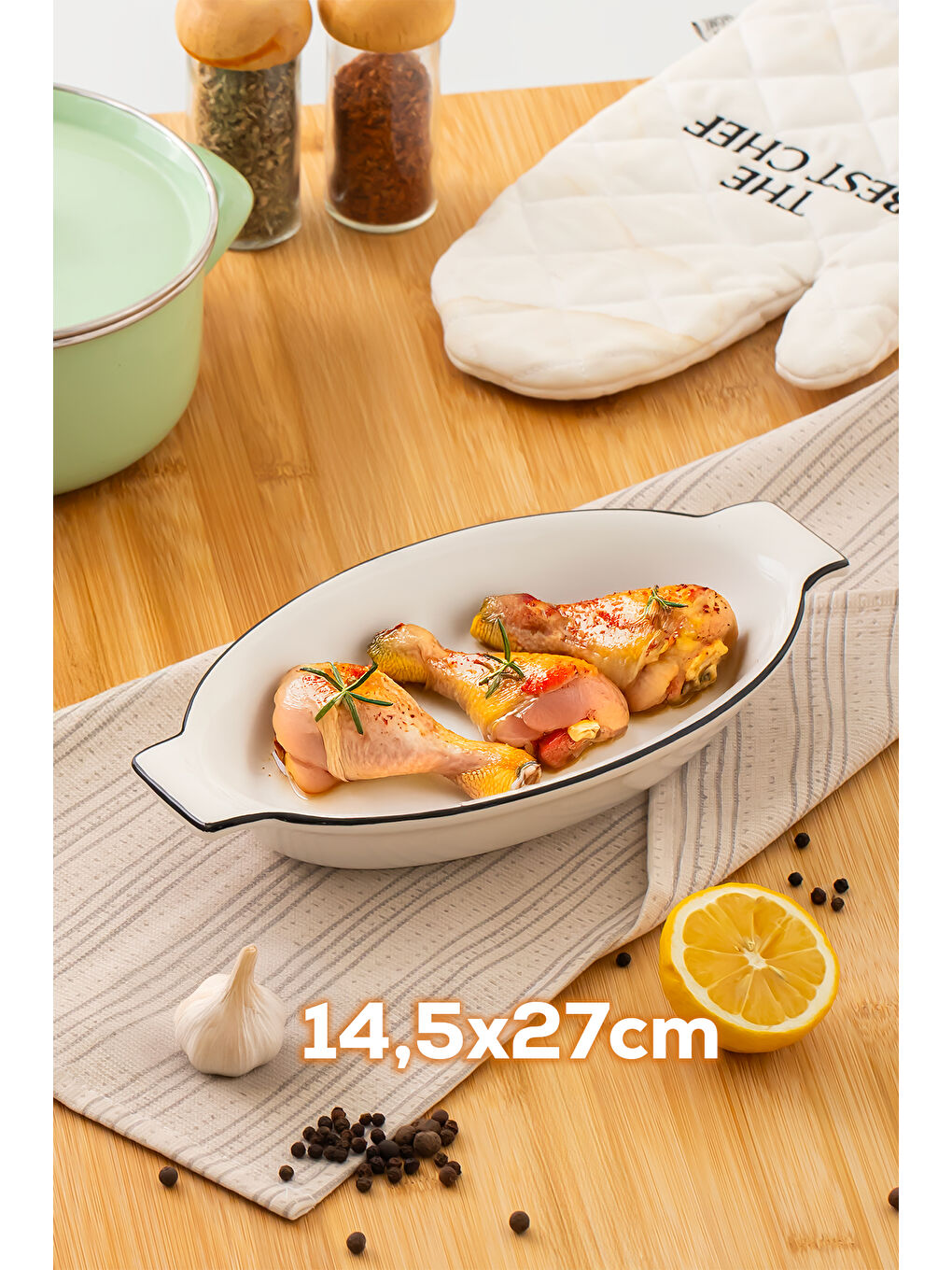 085 Oval 3'lü Fırın Kabı Servis Kabı Oval Sunumluk Tepsi ,Çerezlik Tabak Beyaz-2