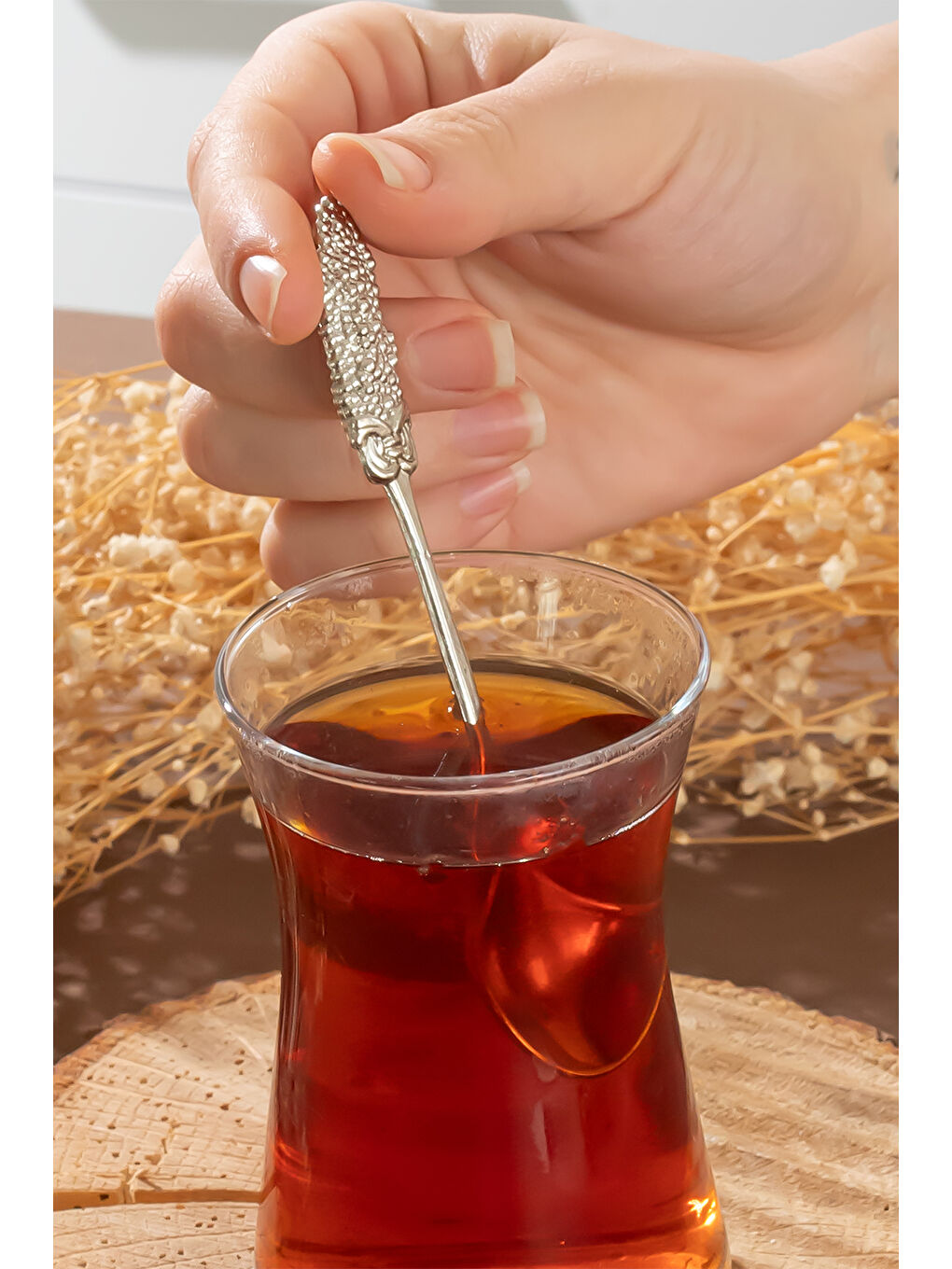 Gri 003 6'lı Gümüş Çay Kaşığı Seti Çay Kaşığı-1