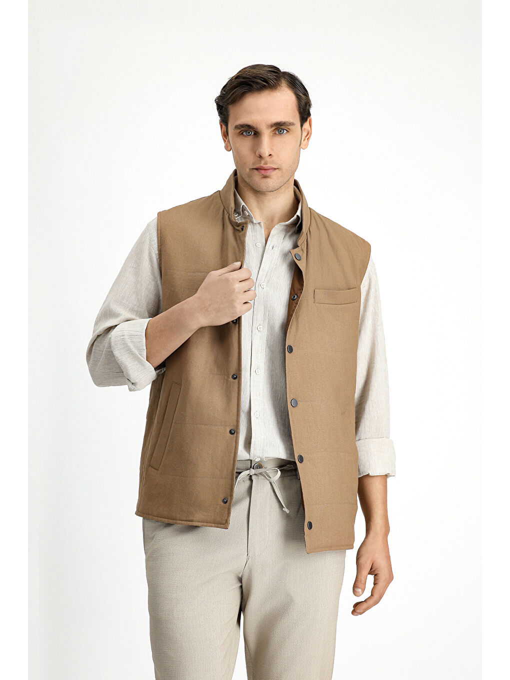 Bej Spor Keten Yelek