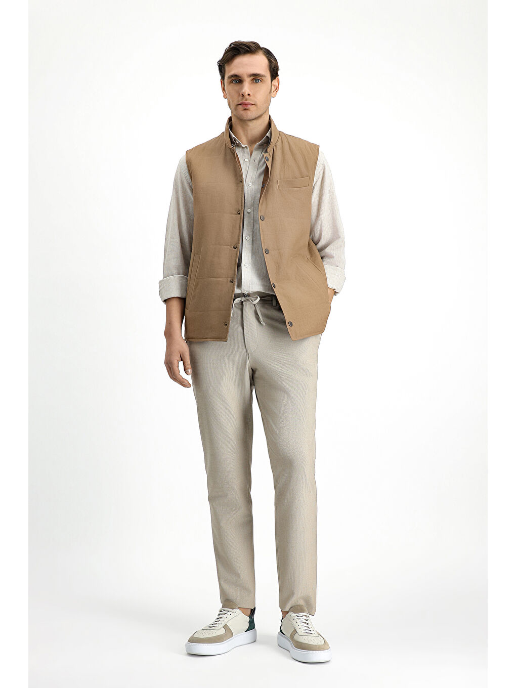 Bej Spor Keten Yelek-1