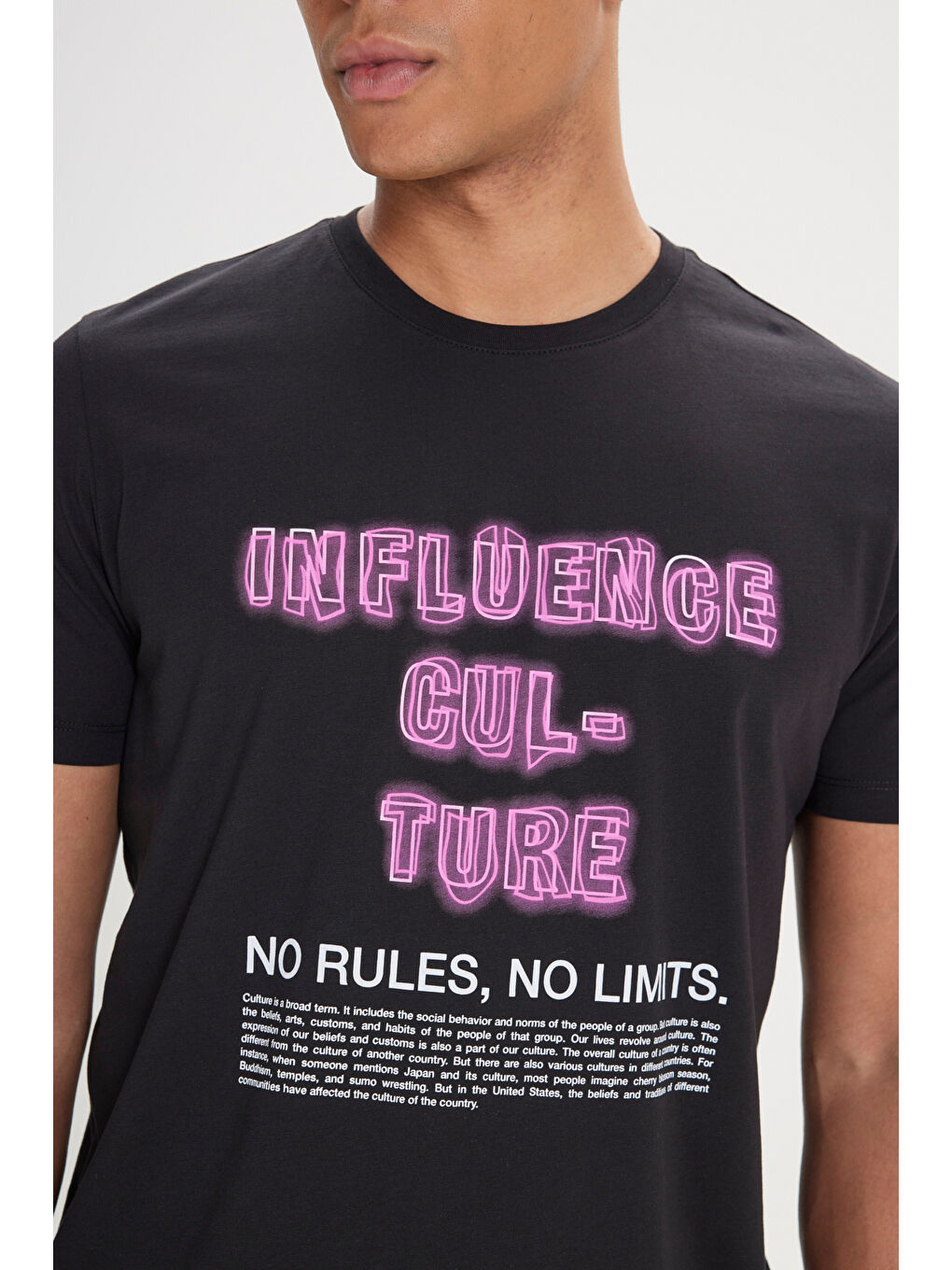 Erkek Siyah Standart Fit Normal Kesim %100 Pamuk Bisiklet Yaka Tişört-4