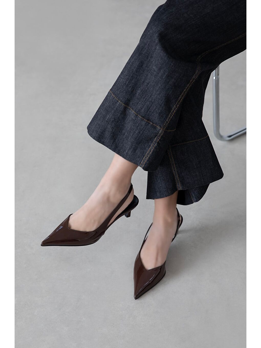 Kahverengi Levina Kadın Rugan Topuklu Ayakkabı Kahve-1