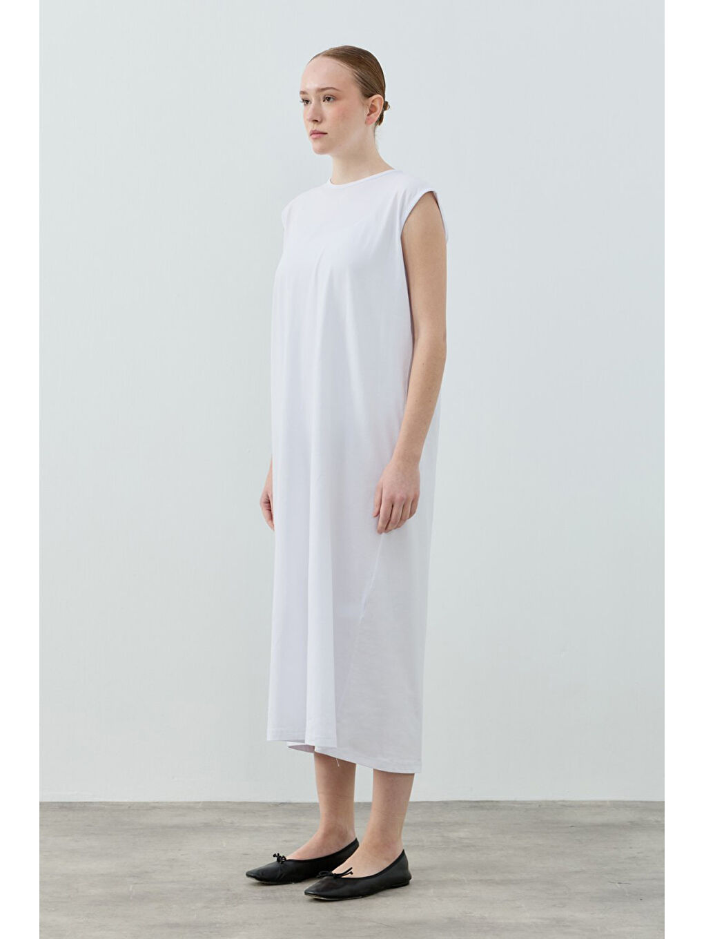 Sıfır Kol Pamuklu İç Elbise 1808 Beyaz-1