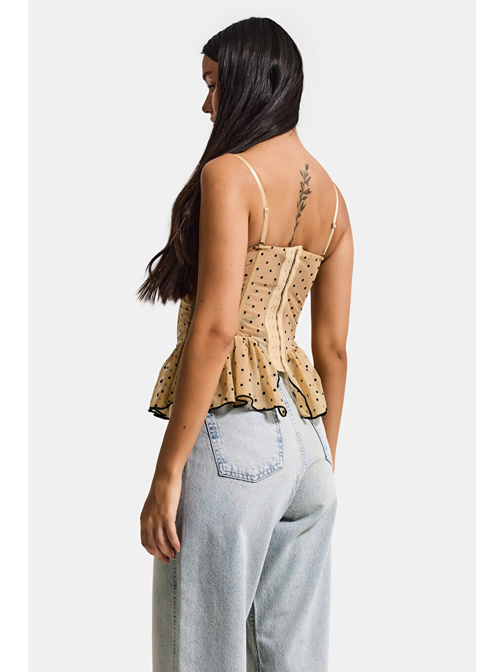 Ekru Kadın Bej w5 Balenli Cup Destekli Askılı Büstiyer-4