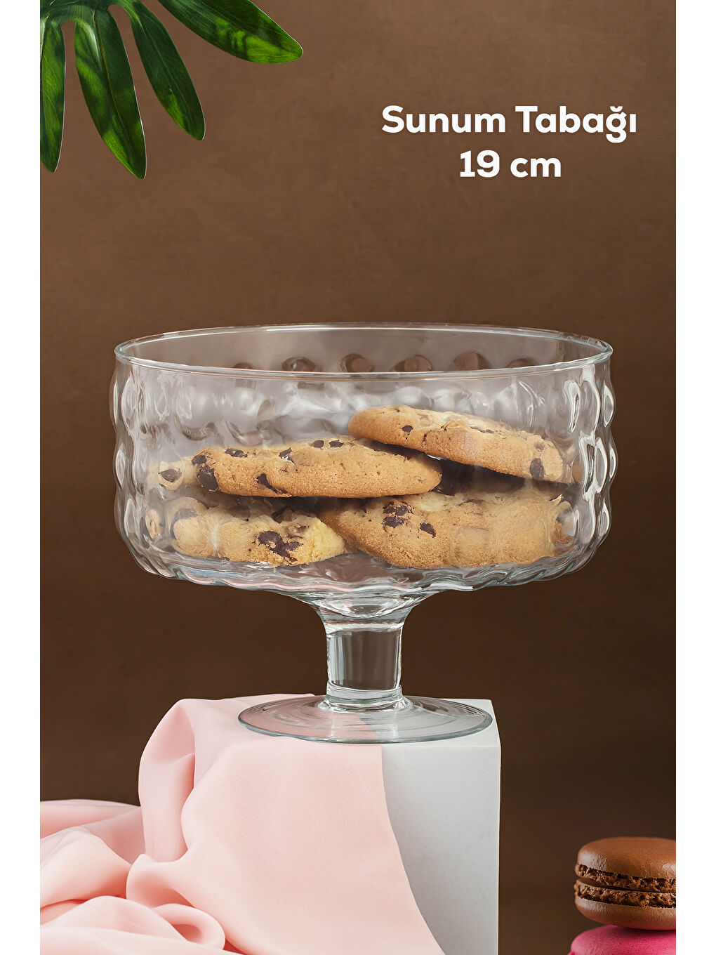 Renksiz RGY077 Bubbles Ayaklı Cam Kek Fanusu  Pasta   Kek   Tatlı Sunum Standı 19 Cm