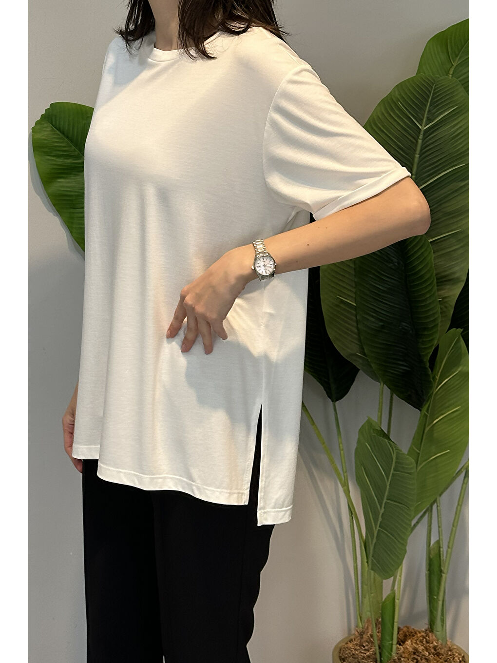 Kısa Kollu Bambu Bluz 161 Ekru-1