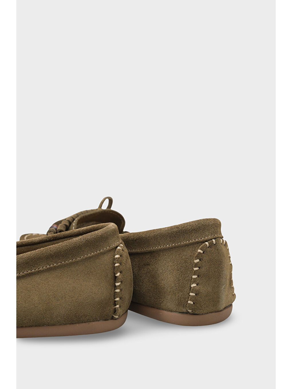 Yeşil Almire Hakiki Deri Süet Boncuklu Püsküllü Konfor Kadın Loafer Ayakkabı-3