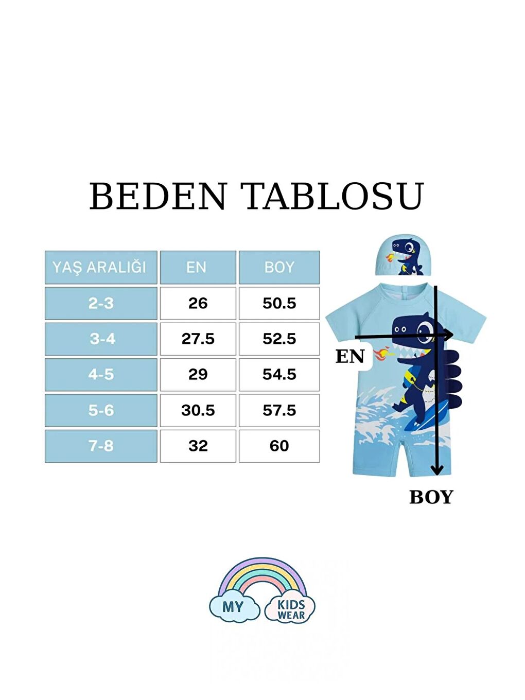Mavi Çocuk Desenli Mayo Takımı - UV Korumalı Bone ve Güneş Gözlüğü Hediyeli 2'li Set 12681-2