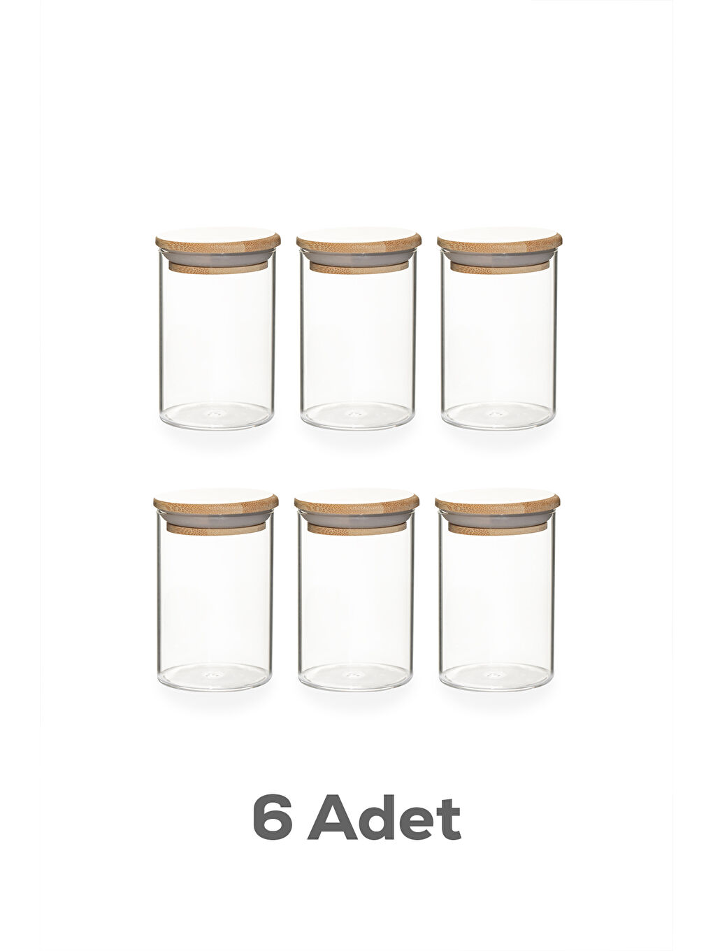 Renksiz 3178 Cam 6 Parça Vakumlu Bambu Kapaklı Baharatlık Seti Takımı, Saklama Kabı Etiketli 150ml ŞEffaf-7